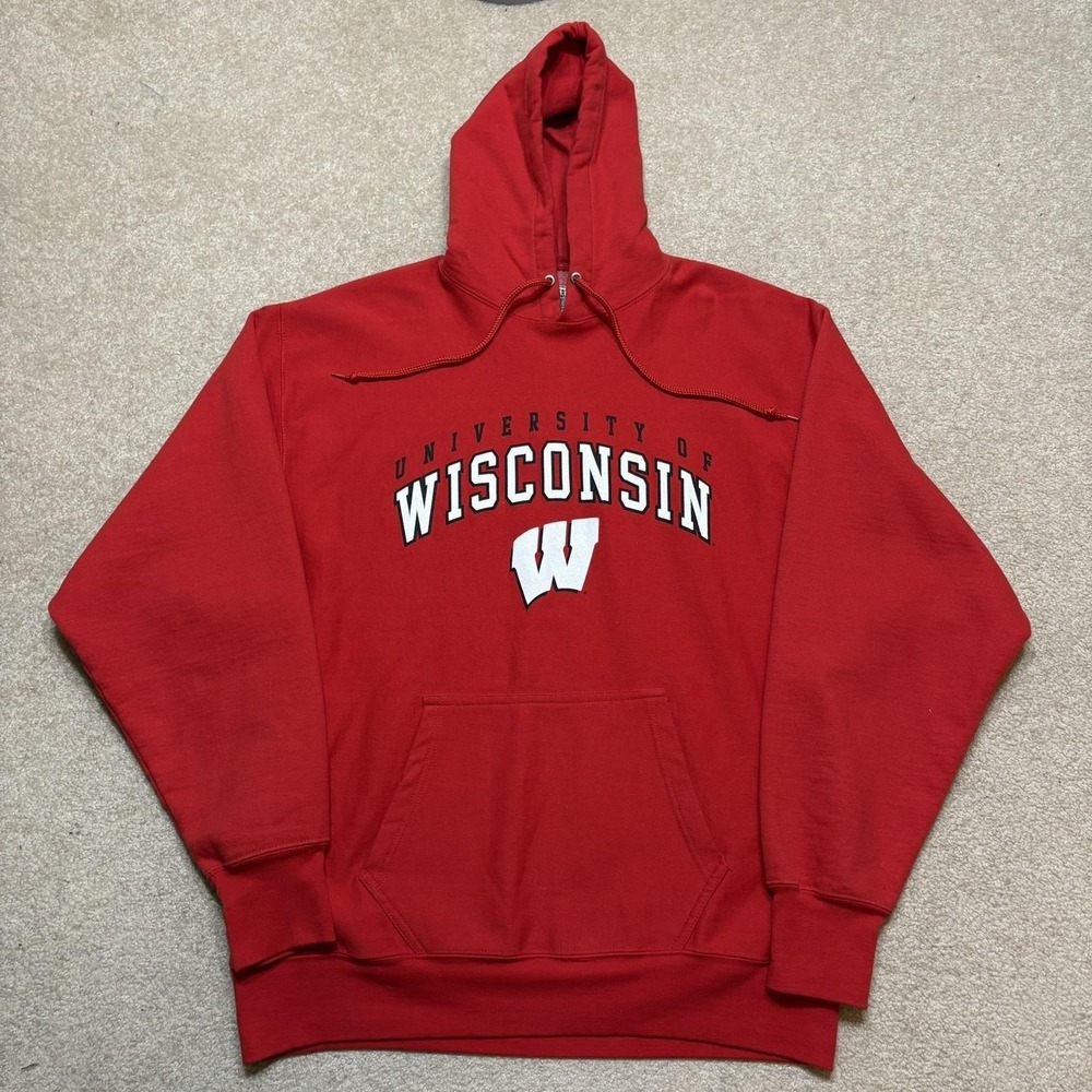 Wisconsin Badgers Hoodie Mens Large Red NCAA Steve & Barry's College Sweatshirt